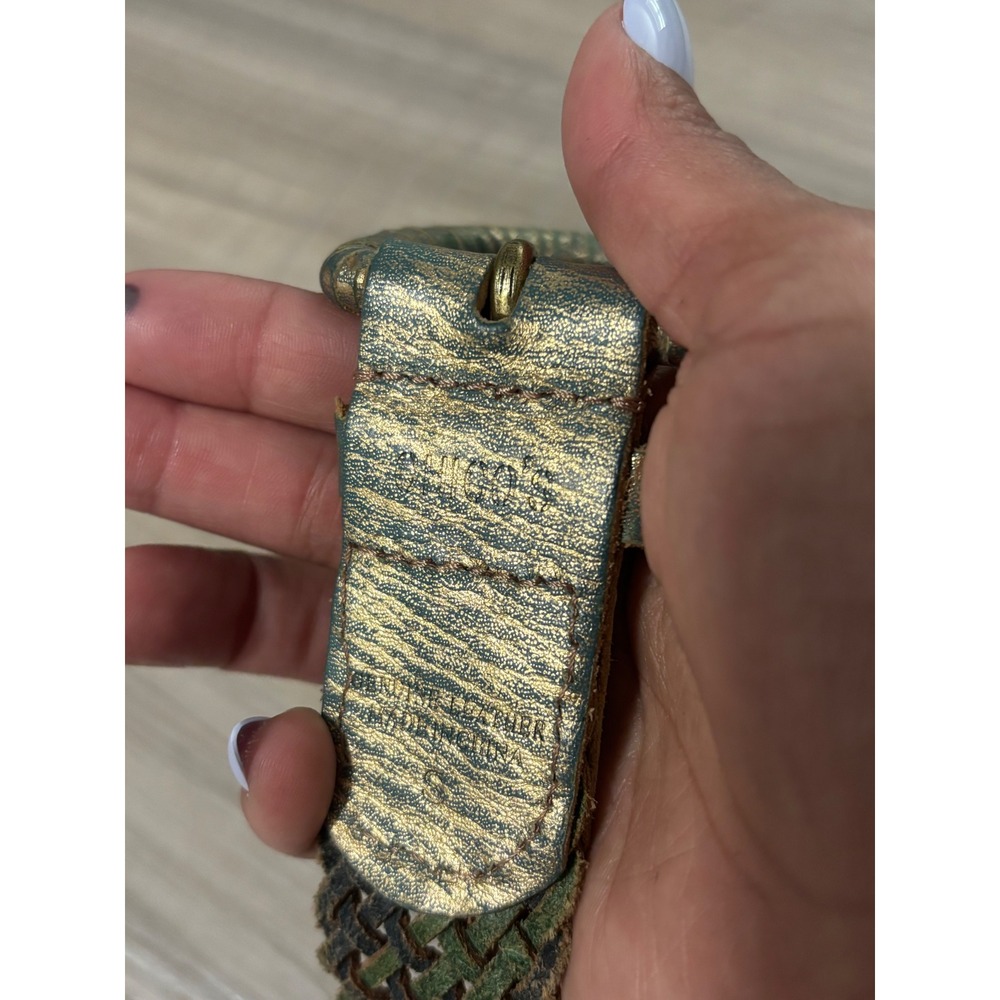 Chicos Womens Braided Leather Belt Gold Green Metallic Woven‎ Small - Picture 5 of 6